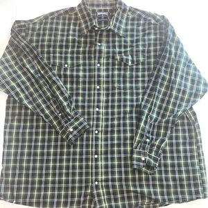 PANHANDLE SLIM Mens 3XL Plaid Long Sleeve Pearl‎ Snap Front Western Ranch Work